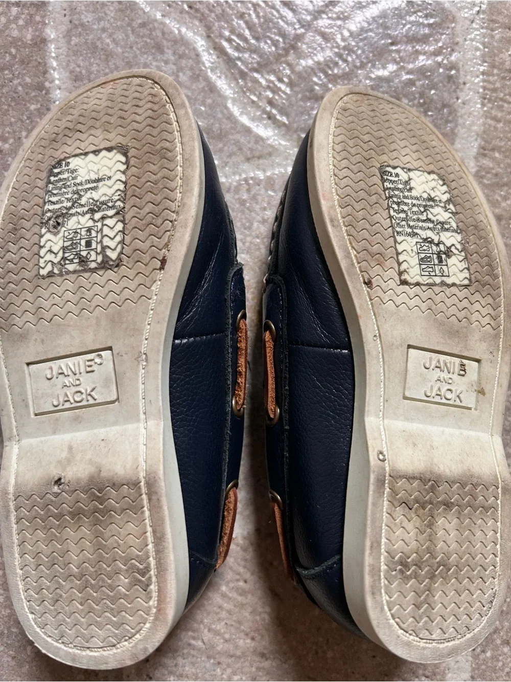 Janie and Jack Navy Leather Boat Shoes